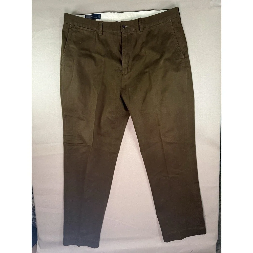 Polo Ralph Lauren Men's Classic Cotton Twill Chino Flat Front Pants 38x32 Brown